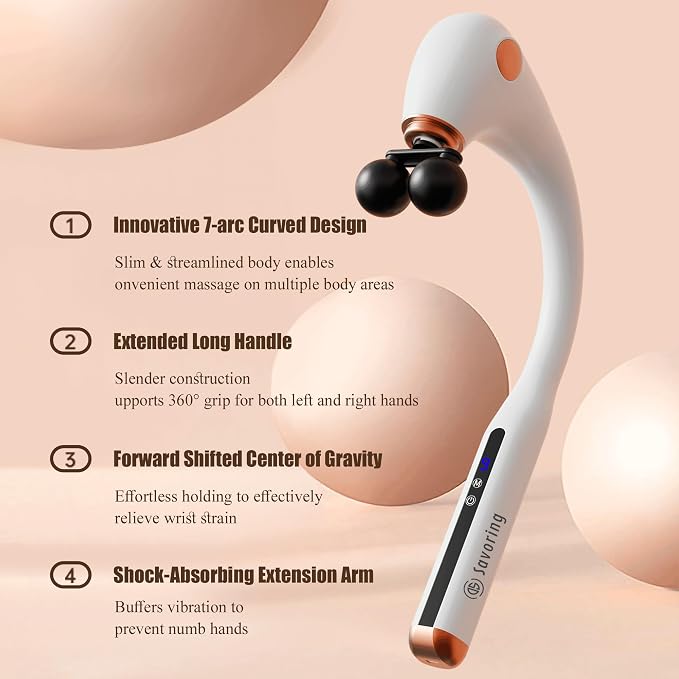 DS SAVORING Massage Gun Deep Tissue, Handheld Back Massager with Extended Handle,6 Modes and 9 Speed - Image 5