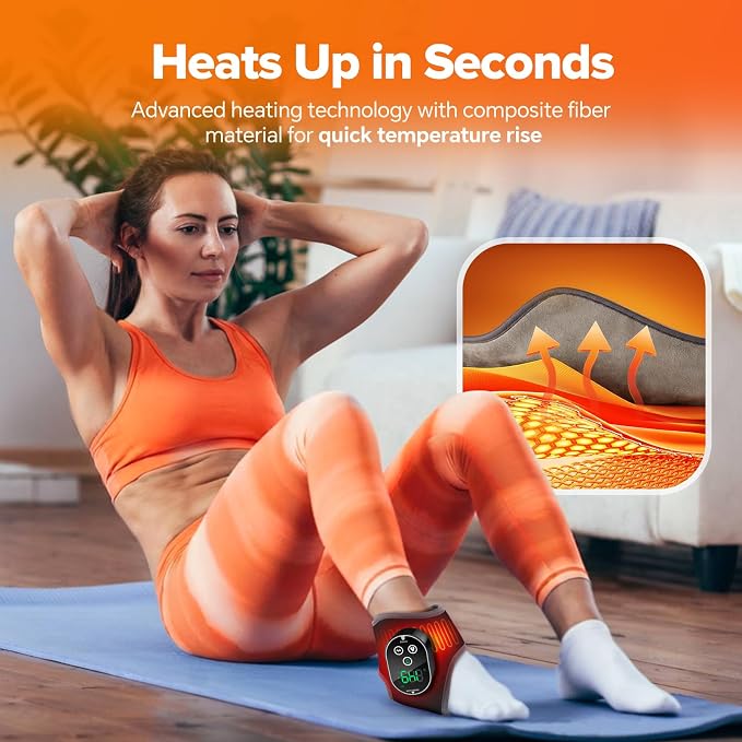 Cordless Foot Massager for Neuropathy, 3000mAh Rechargeable Ankle Heating Pad with Massage for Circulation, Foot Ankle Pain Relief Massager Plantar Fasciitis Relief, Black - Image 6