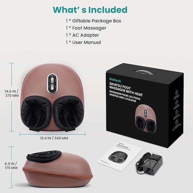 Nekteck Shiatsu Foot Massager with Heat & Air Compression Deep Kneading - Image 8