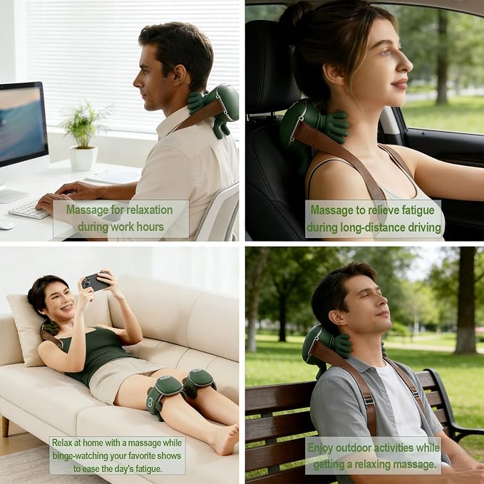 4D Bionic Neck and Shoulder Massager with Heat, Wireless Shiatsu Deep Tissue Kneading with Real Human Fingers Massage, Travel Massager for Muscle Tension Pain Relief, Gifts for Men Women Car Office - Image 4