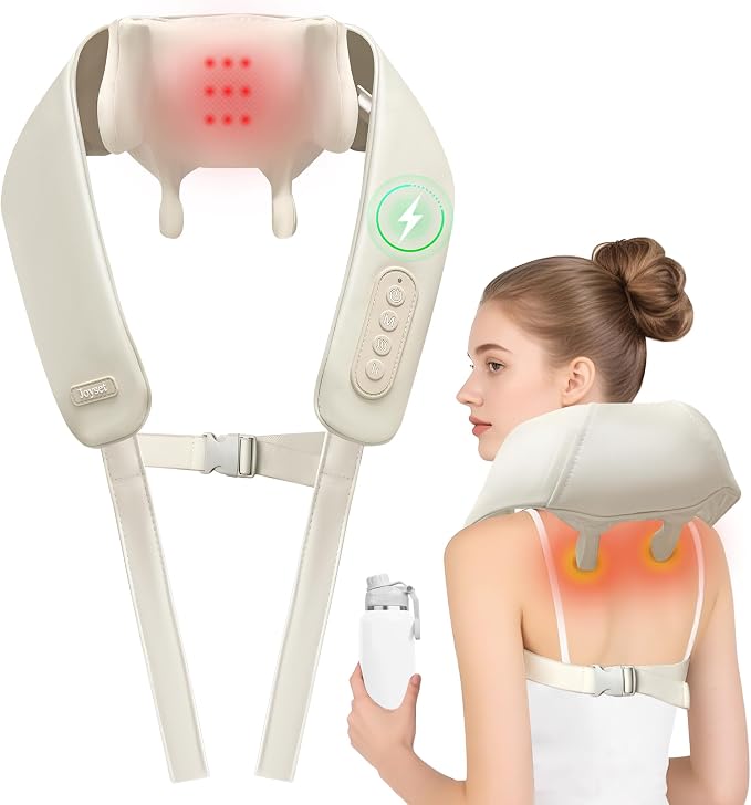 Joyset Cordless Neck and Shoulder Massager with Heat, 4D Shiatsu Kneading by joyset