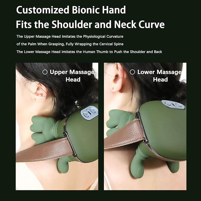 Neck and Shoulder Massager,Portable Shiatsu Back Massage Hand-Shaped Deep Tissue 4D Kneading Massager with Heat for Pain Relief and Muscle Relax,Gifts for Women Men,(Silver Button) - Image 4