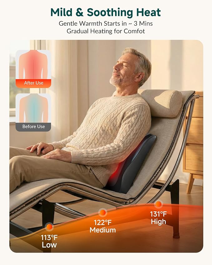 Snailax Neck & Back Massager with Heat, 3D Shiatsu Massage Pillow - Image 5