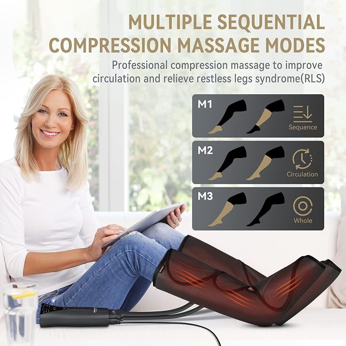 FIT KING Air Compression Leg and Foot Massager with Heat for Circulation - Image 2