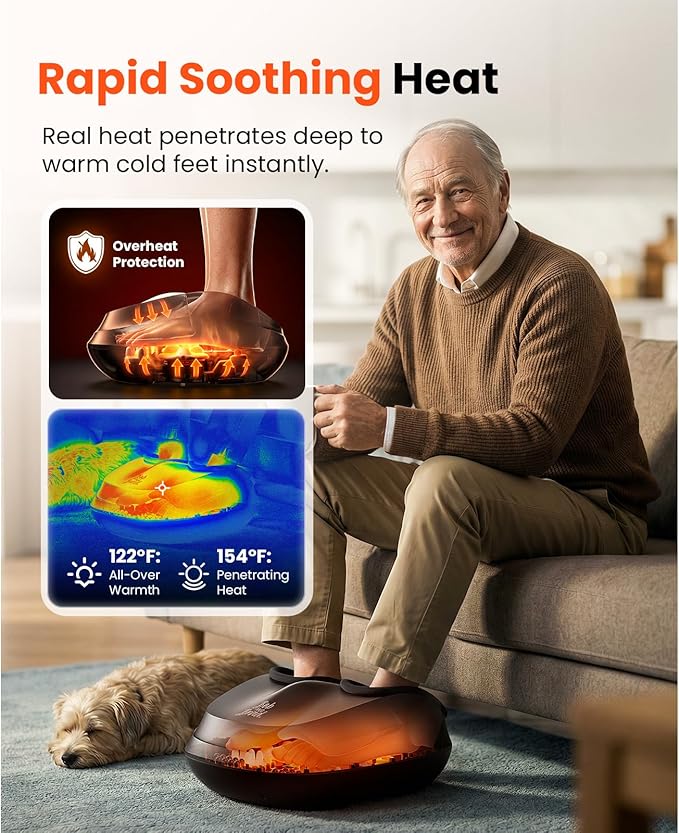 BOB AND BRAD Foot Massager with Heat, Shiatsu Deep Kneading & Air Compression for Plantar Fasciitis, FSA Eletric Feet Massager Machine, Fits US Size 12, HSA Eligible - Image 3