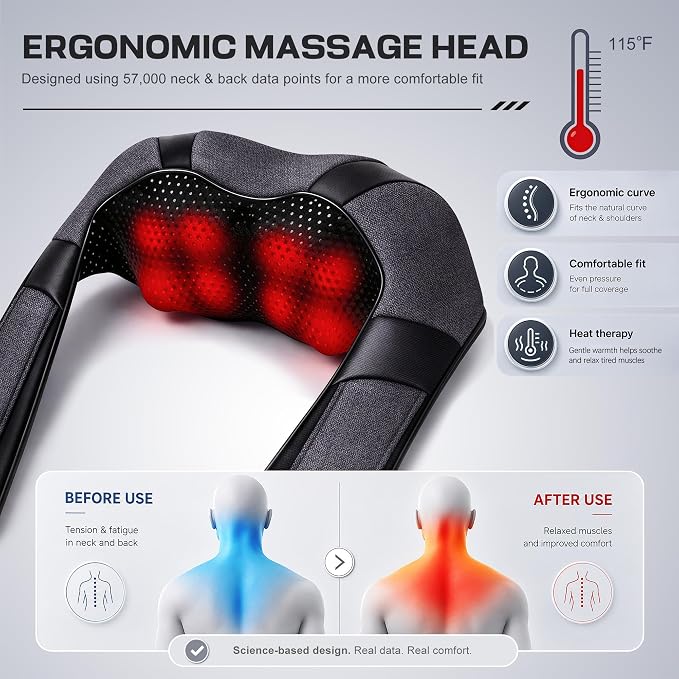 Mirakel Heat Neck Massager for Pain Relief Deep Tissue - Gift for Women Men - Image 8