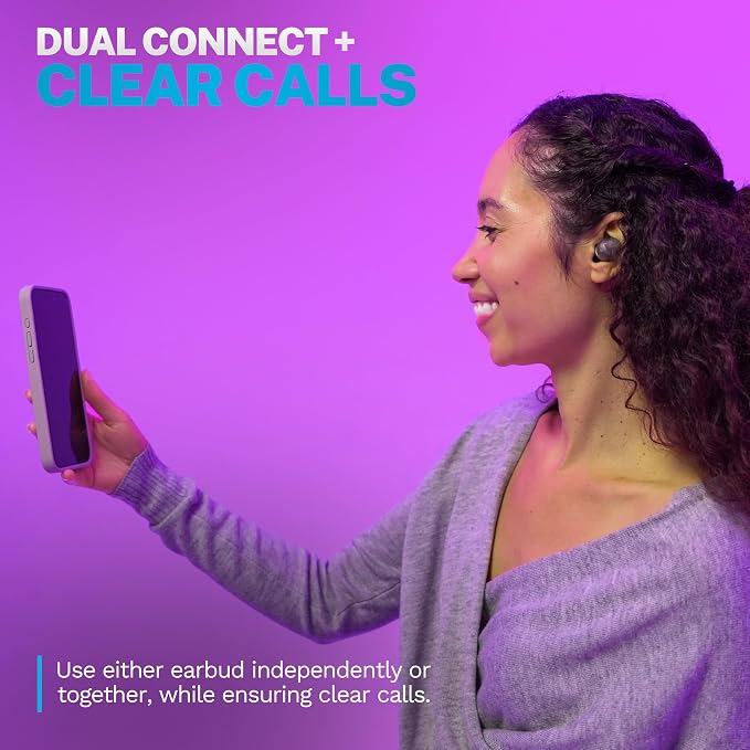 JLab Go Air Pop+, True Wireless Earbuds, Bluetooth Earbuds with Microphone, Dual Connect, EQ3 Sound, Clear | In-Ear Headphones, Bluetooth, Wireless Earbuds, Earbuds with Microphone, USB-C Charging Box, Dual Connect, EQ3 Sound - Image 5