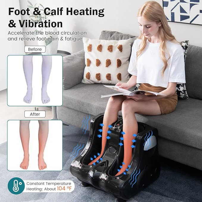 COSTWAY Foot and Calf Massager, Shiatsu Heated Electric Foot Massager - Image 3