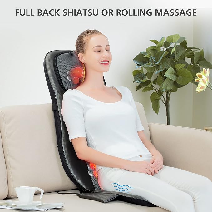 Snailax Shiatsu Neck & Back Massager with Heat Chair Pad Kneading Massage - Image 7