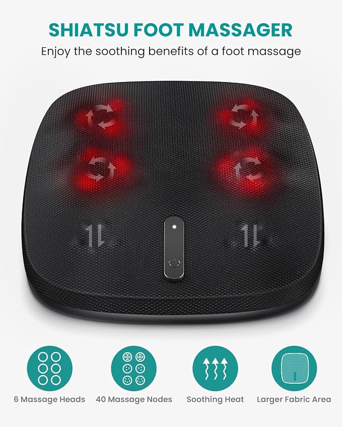 Nekteck Shiatsu Foot Massager with Heat, FSA Eligible Electric Kneading & Scraping Feet Massage Machine for Plantar Fasciitis Pain Relief, Home and Office Relax, HSA Eligible - Image 3