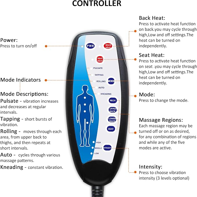 Snailax Massage Seat Cushion with Heat,10 Vibration Massage Motors - Image 8