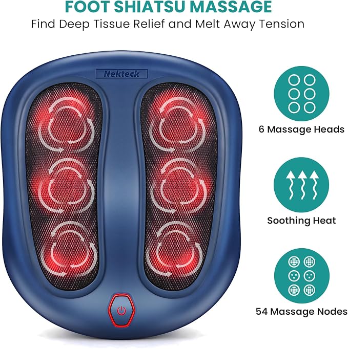 Nekteck Shiatsu Foot Massager with Heat for Neuropathy, Plantar Fasciitis - Image 3