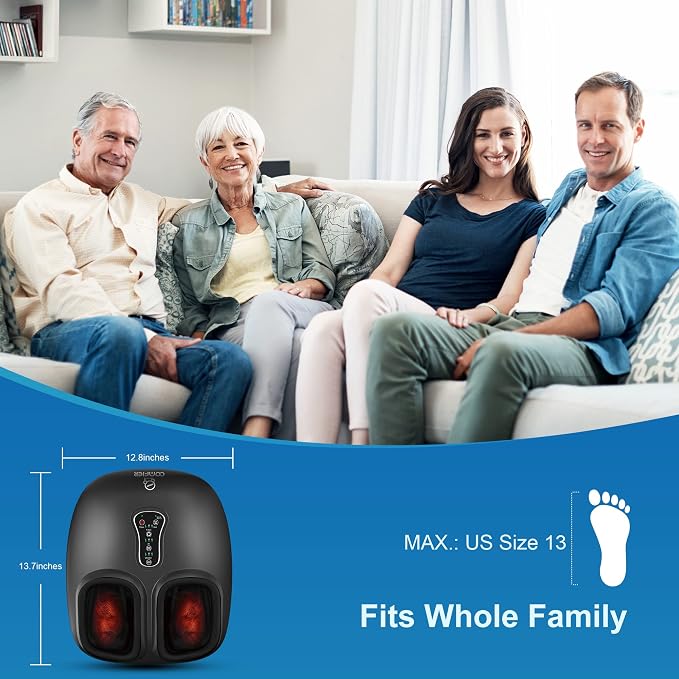 COMFIER Shiatsu Foot Massager with Heat,Vibration,Rolling Compression,Feet Massager for Plantar Fasciitis,Neuropathy Pain,Home Office Use,Fits Size up to 13IN,for Dad,Mom - Image 2