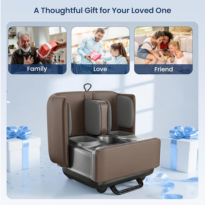COMFIER 2 in 1 FSA Foot Massager Machine,HSA Shiatsu Foot and Calf Massager with Heat,Kneading,Vibration,Compression Massagers for Feet Health,Plantar Fasclitis,Gift for Mom Dad(Brown) - Image 9
