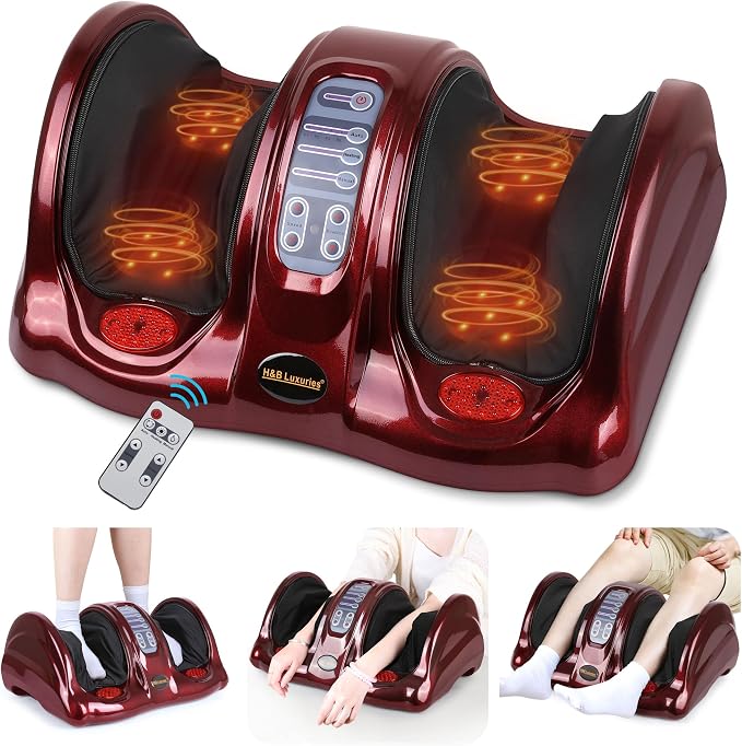 Foot Massager with Heat, Shiatsu Foot Massager for Circulation and Pain Relief and Heat Therapy, Ankle, Calves and Feet Massage with Deep Kneading Rolling, Gifts for Women Men Mother Father (RED) - Image 7