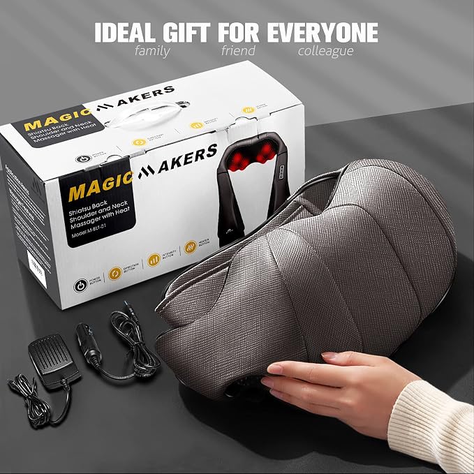 MagicMakers Neck Massager with Heat Gifts for Women, Men, Dad, Mom, Family, Friend, Mothers Day, Fathers Day, Christmas, Shiatsu Kneading Back Massager for Shoulder, Pain Relief, Muscle Soreness - Image 7