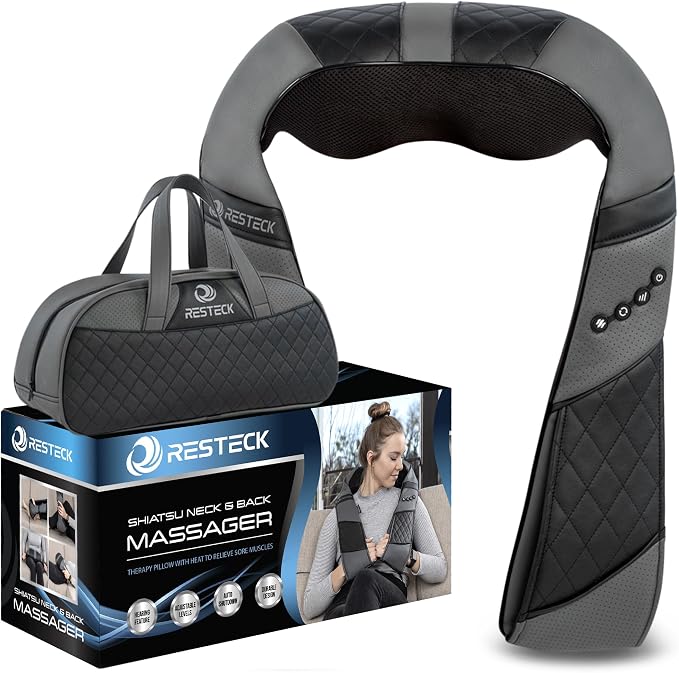 RESTECK Massagers for Neck and Back with Heat - Deep Tissue 3D Kneading Pillow, Electric Shiatsu Shoulder Massage, Foot, Legs,Body - Relieve Muscle Pain - Office, Home & Car by RESTECK