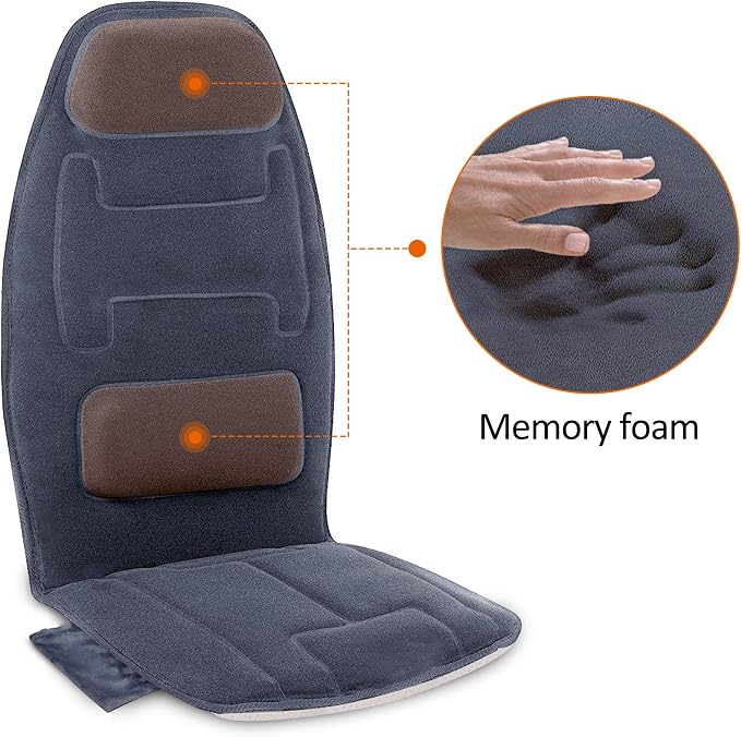 Snailax Massage Seat Cushion with Heat - Extra Memory Foam Support Pad in Neck and Lumbar,10 Vibration Massage Motors, 2 Heat Levels, Back Massager Chair Pad for Back - Image 5