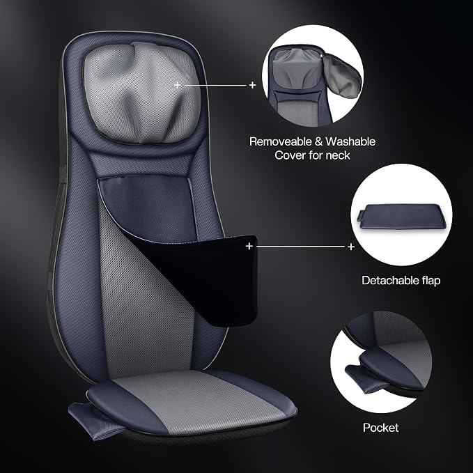 Snailax Shiatsu Neck Back Massager with Heat, Full Body Massage Chair Pad with Adjustable Height, Deep Kneading & Rolling Massage Seat Cushion for Back Pain, APP Control Seat Chair Massager, Gifts - Image 9