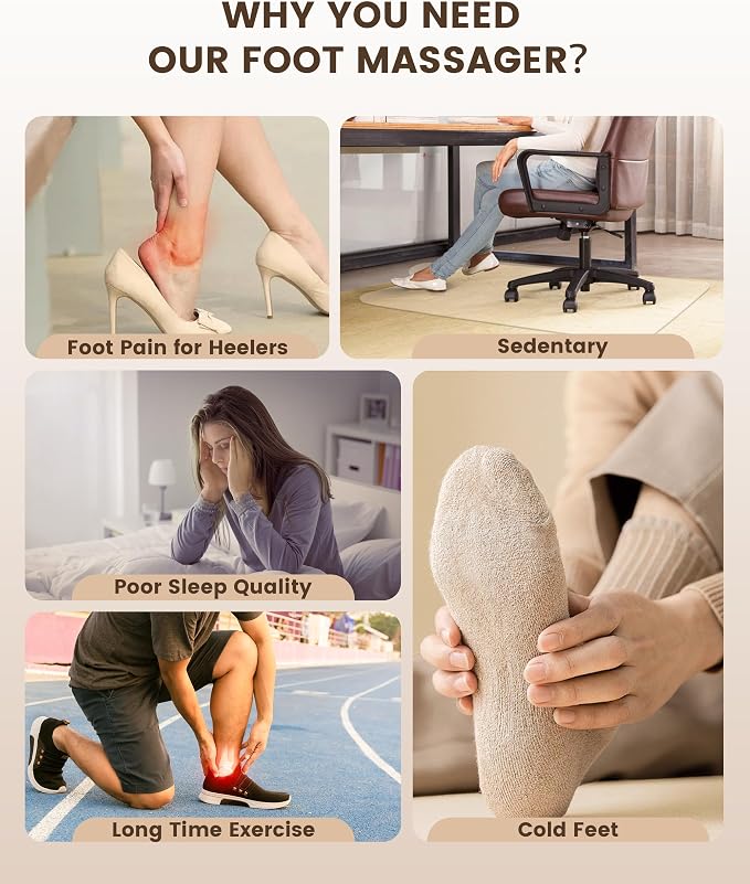 COMFIER Foot Massager with Heat & Compression, Deep Kneading & Rolling Massage for Tired Feet, Fits Up to Size 14, Adjustable Intensity, Spa-Like Relaxation Gift for Mom, Mothers Day - Image 7