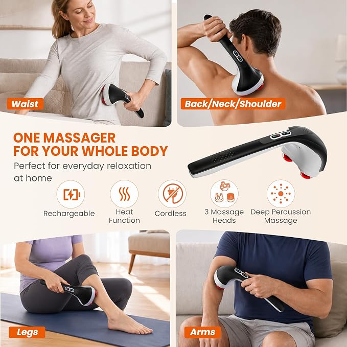 Snailax Handheld Massager, Cordless Percussion Back Massager with Heat - Image 8