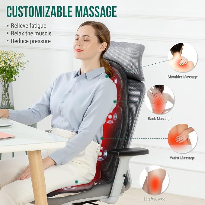Snailax Vibration Massage Seat Cushion with Heat, Back Massager, Massage Chair Pad with 6 Vibrating Motors and 2 Heat Levels, Chair Massager for Home Office Use(Black) - Image 3