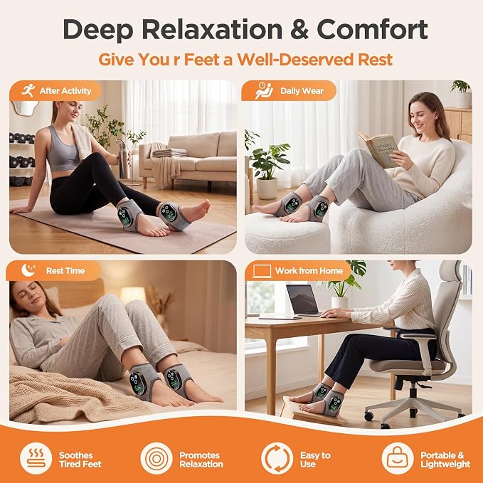 2PCS Cordless Neuropathy Foot Massager, Ankle Heating Pad for Pain Relief - Image 4