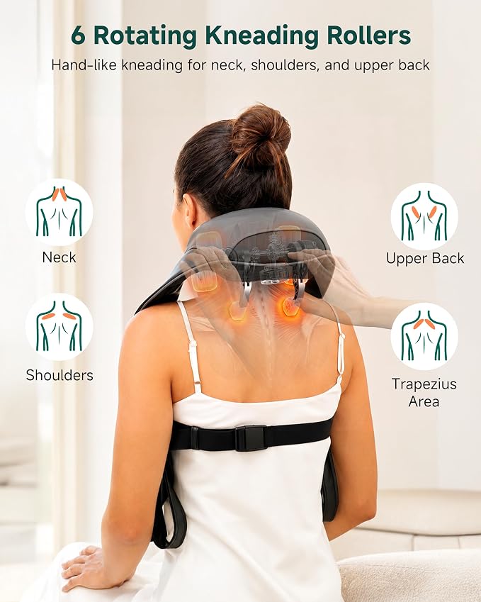 Snailax 4D Cordless Neck and Shoulder Massager with Heat and Kneading - Image 6