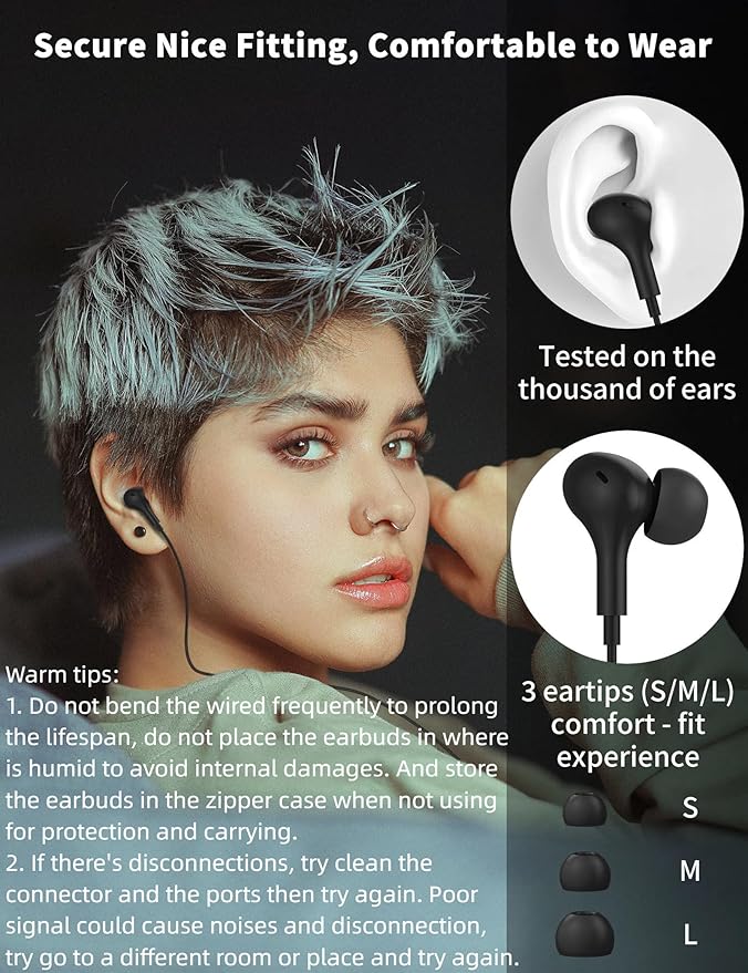 USB C Headphone for Samsung S26 S25 FE S24 A16 A17 Z Wired Earbuds Magnetic | in-Ear Type C Earphone with Microphone Volume Control Bass Stereo Noise Canceling for iPhone 17 Pro Max 16 16e 15 Pixel 10a 9 - Image 4