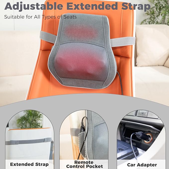 Brelley Shiatsu Neck and Back Massager with Heat, Deep Tissue Kneading Massage Pillow, Electric Massagers with Bi-Directional Rotating Head for Neck, Back, Shoulders, and Legs - Image 7
