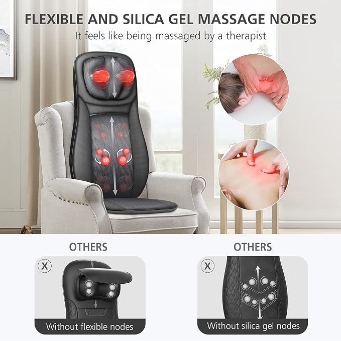 Snailax Shiatsu Neck & Back Massager with Heat Chair Pad Kneading Massage - Image 2