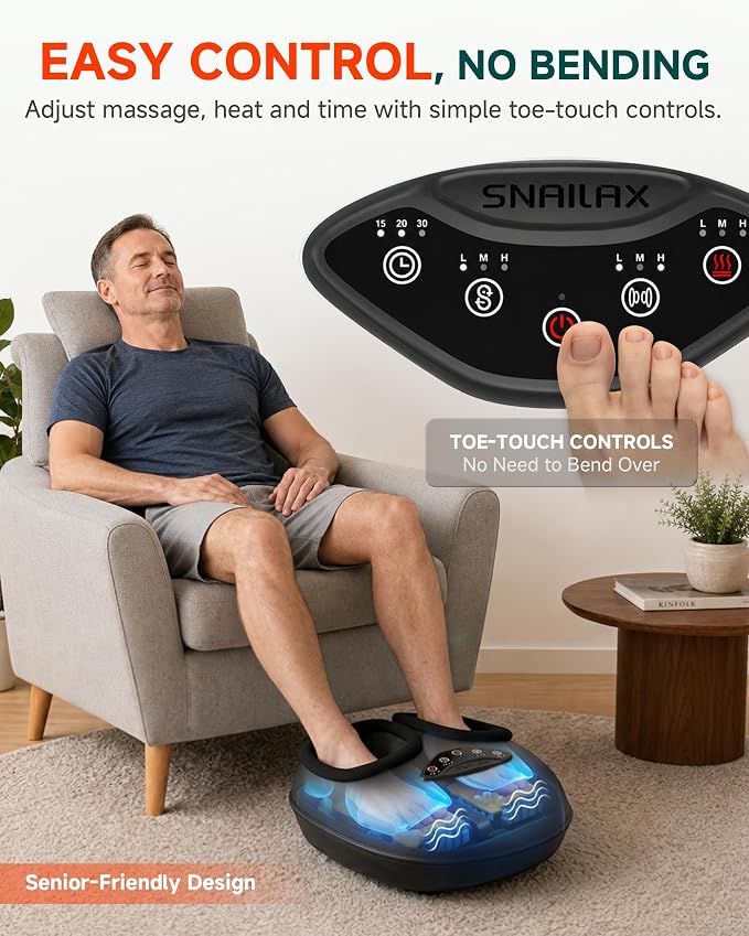 Snailax Shiatsu Foot Massager with Heat & Compression, Fits Men's Size 14 - Image 6