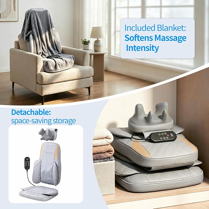 Shiatsu Neck and Back Massager with Heat, Full Back Kneading Back Massager for Fatigue Relief Deep Tissue, Massage Chair Pad with Adjustable Neck Massager, Portable Back Massager for Chair - Image 6