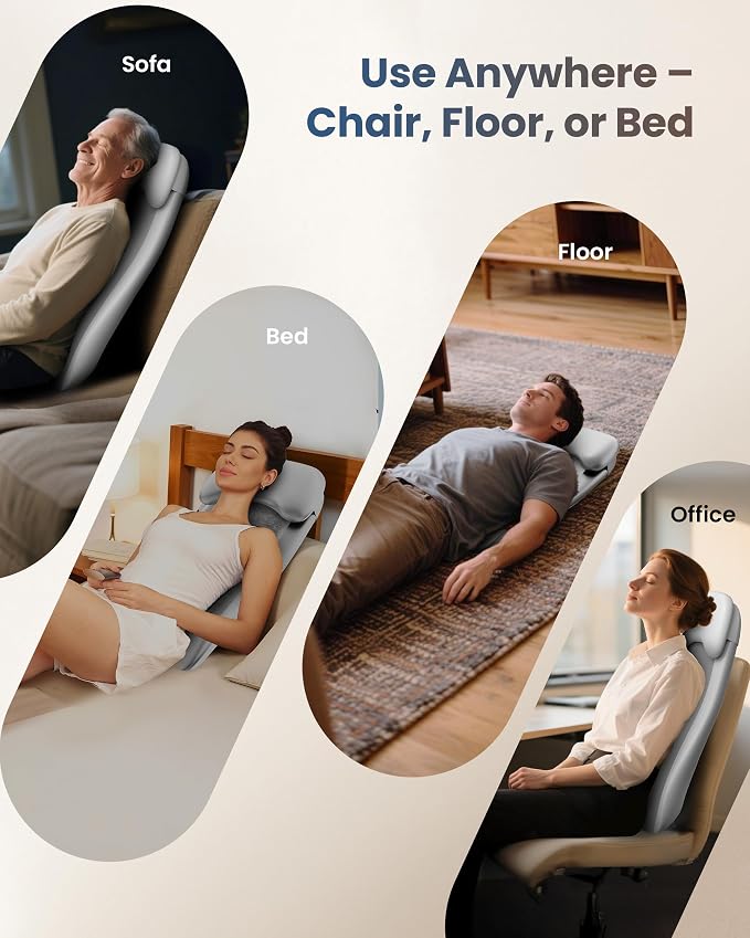 COMFIER Cordless Back Massager with Heat, Rechargeable Shiatsu Chair Pad - Image 9