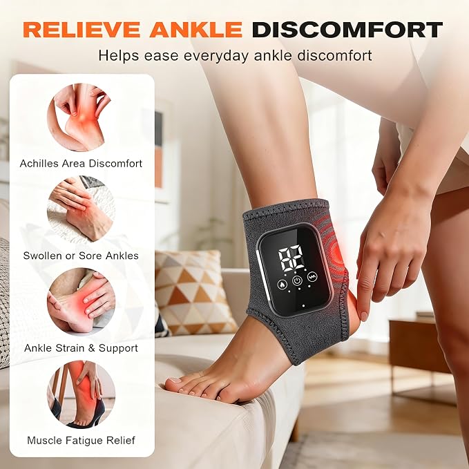 Foot Renew Massager for Neuropathy, Portable Heated Wrap, Ergonomic Soft Foot Massage Cushion with 3 Vibration Modes and Heat for Heel, Portable for Home Travel Use - Image 6