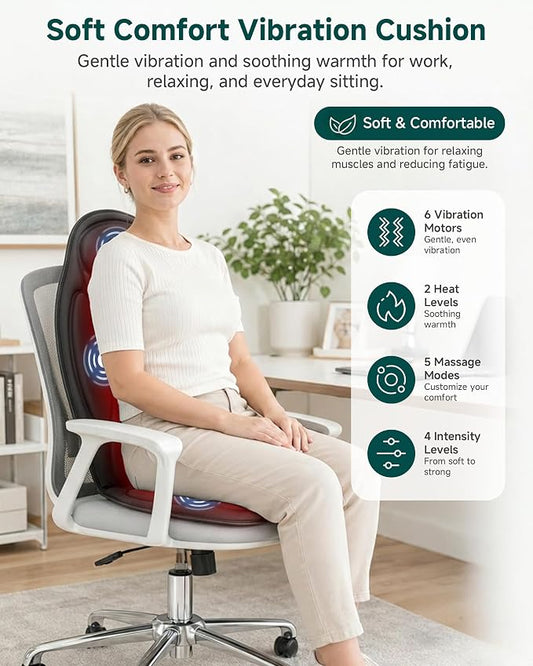 Snailax Back Massager with Heat, Memory Foam Chair Massage Pad - Image 2