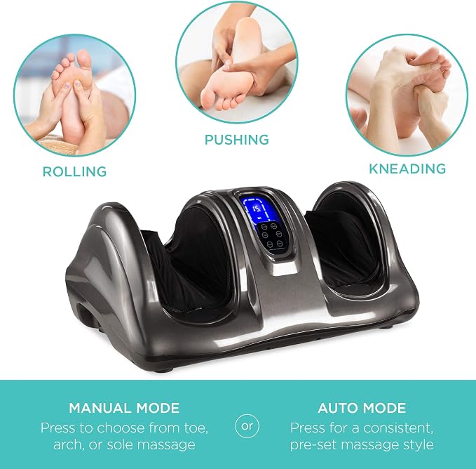 Best Choice Products Shiatsu Foot Massager for Pain Relief, Plantar Fasciitis, Neuropathy, Blood Circulation, Remote Control w/Compact Design - Gray - Image 4