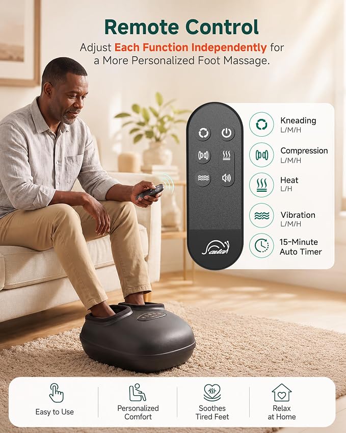 Snailax Foot Massager with Heat, Shiatsu, Compression, Vibration, Rolling - Image 4