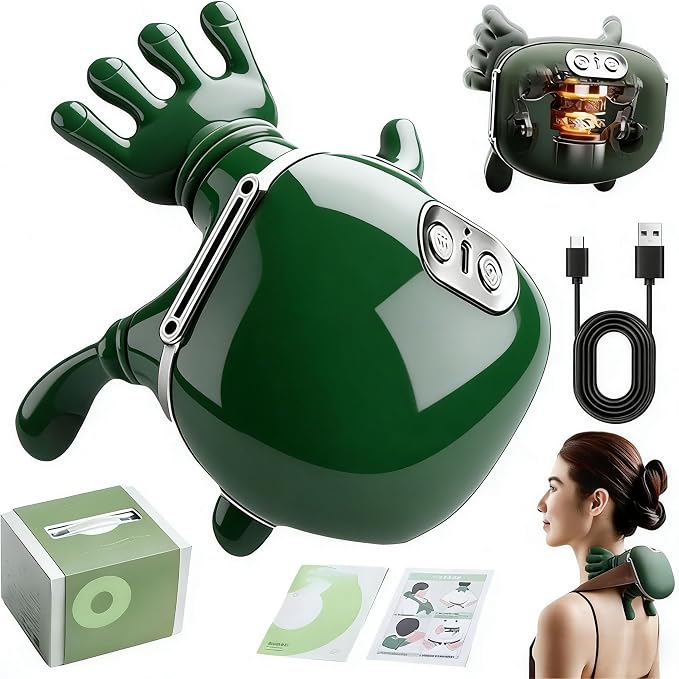 Bionic Heated Massager, Portable Shiatsu Neck and Back Massager, Electric Deep Tissue 5D Kneading Massage, Simulated Human Hand Design for Pain Relief and Muscle Relax (PY-071green) by LoyccoEyewear