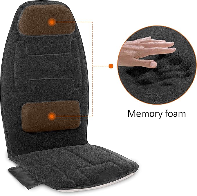 Snailax Vibration Back Massager with Heat, Massage Chair Pad,Black - Image 6