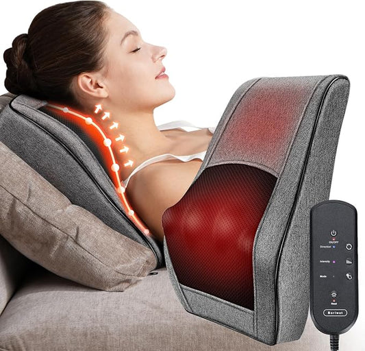 Boriwat Neck Massager with Heat, Back Massager & Deep Tissue Massager, 3D Kneading Massage Pillow for Neck, Back, Shoulder, Leg, Gifts Men Women Mom Dad, Stress Relax at Home Office and Car (Gray) by Boriwat