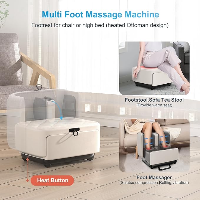 COMFIER 2-in-1 Shiatsu Foot Massager&Foot Rest,Foot and Calf Massager with APP Control,Heated Feet Massager for Foot Pain Relief,Gifts for Men Women - Image 2