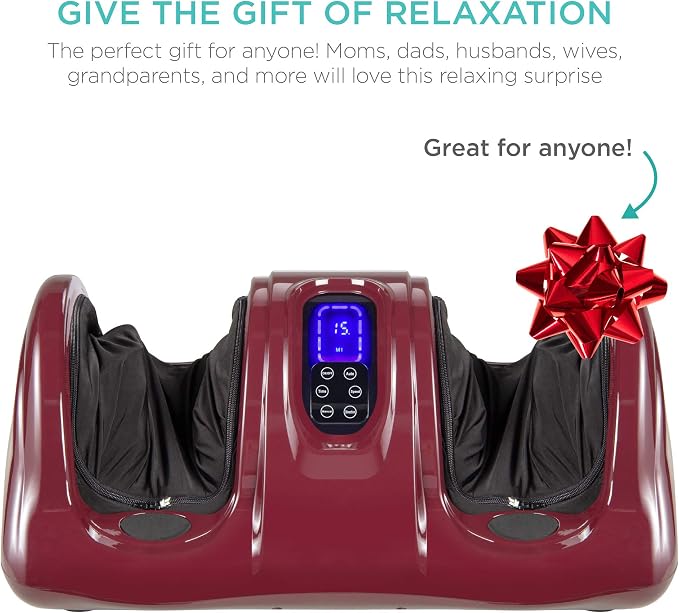 Best Choice Products Shiatsu Foot Massager for Pain Relief, Plantar Fasciitis, Neuropathy, Blood Circulation, Remote Control w/Compact Design - Burgundy - Image 6