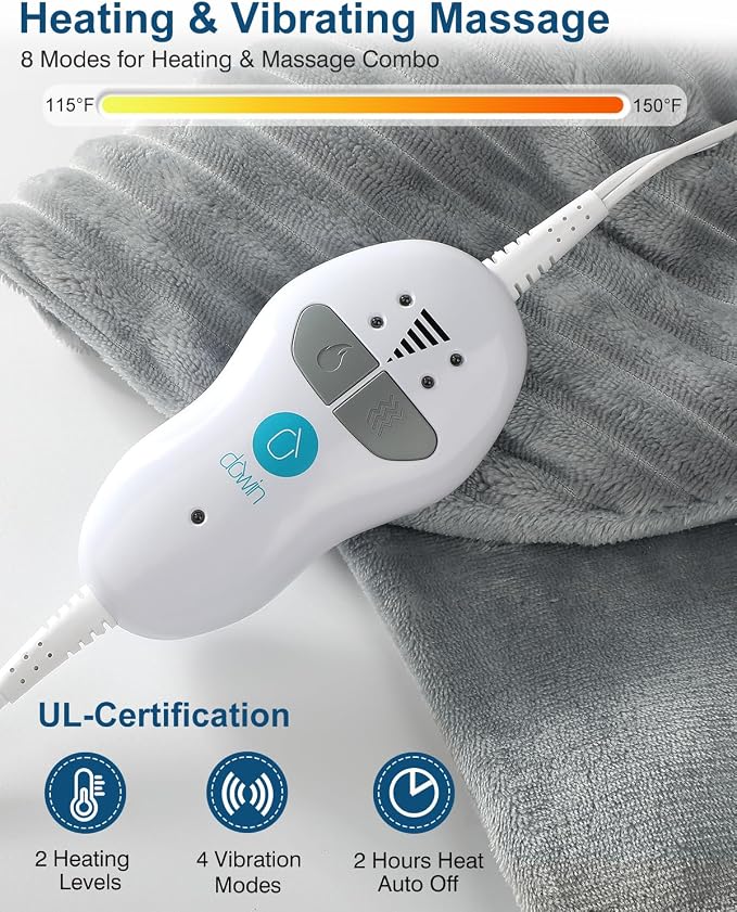 Heating Pad with Massager for Back Pain Cramps Relief,24"x35",Grey - Image 5