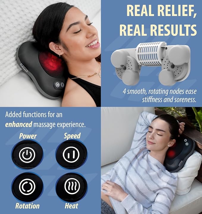 Zyllion ZMA-34 Back and Neck Massager with Heat for Pain Relief, Black - Image 5