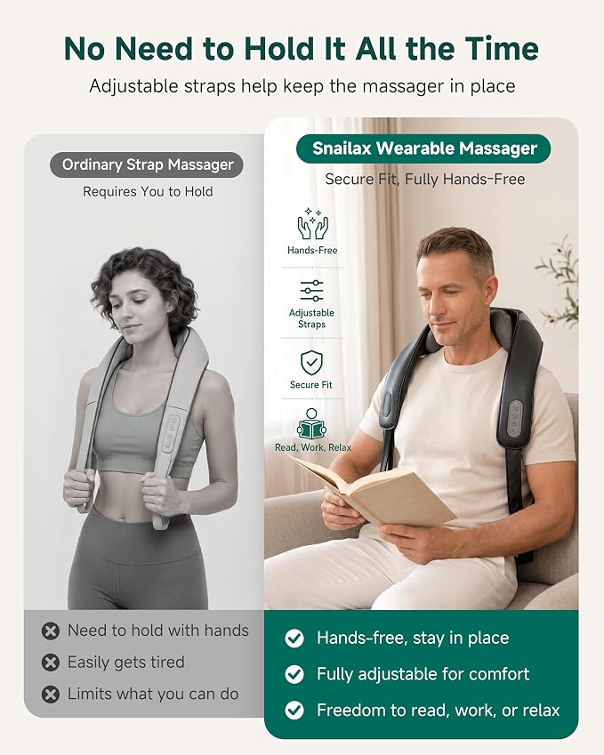 Snailax 4D Cordless Neck and Shoulder Massager with Heat and Kneading - Image 5