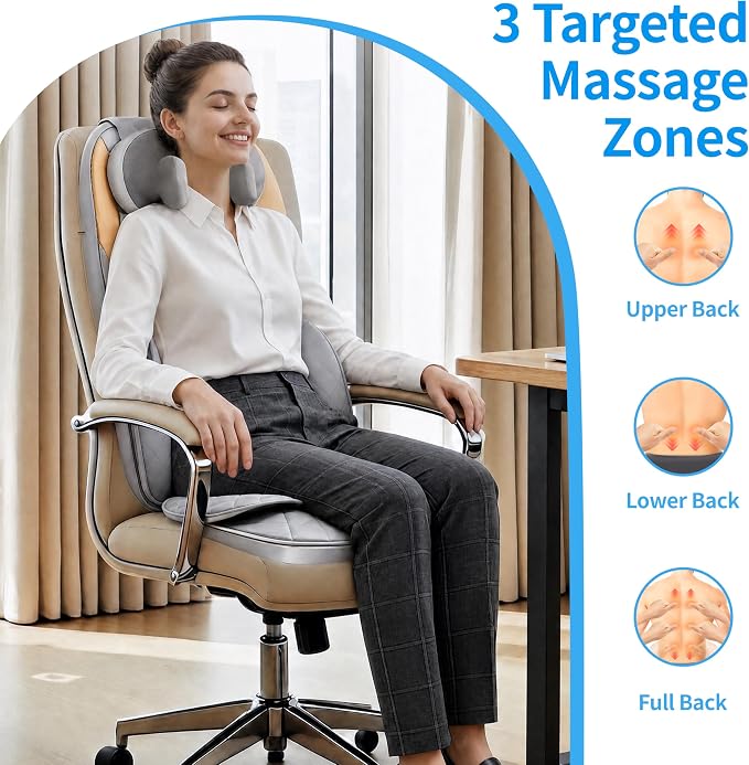 Shiatsu Neck and Back Massager with Heat, Full Back Kneading Back Massager for Fatigue Relief Deep Tissue, Massage Chair Pad with Adjustable Neck Massager, Portable Back Massager for Chair - Image 5