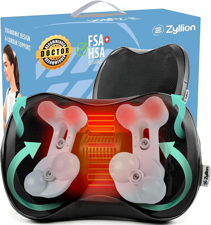 Zyllion ZMA-25 Back and Neck Massager with Heat for Pain Relief, Black by Zyllion%2C+Inc.