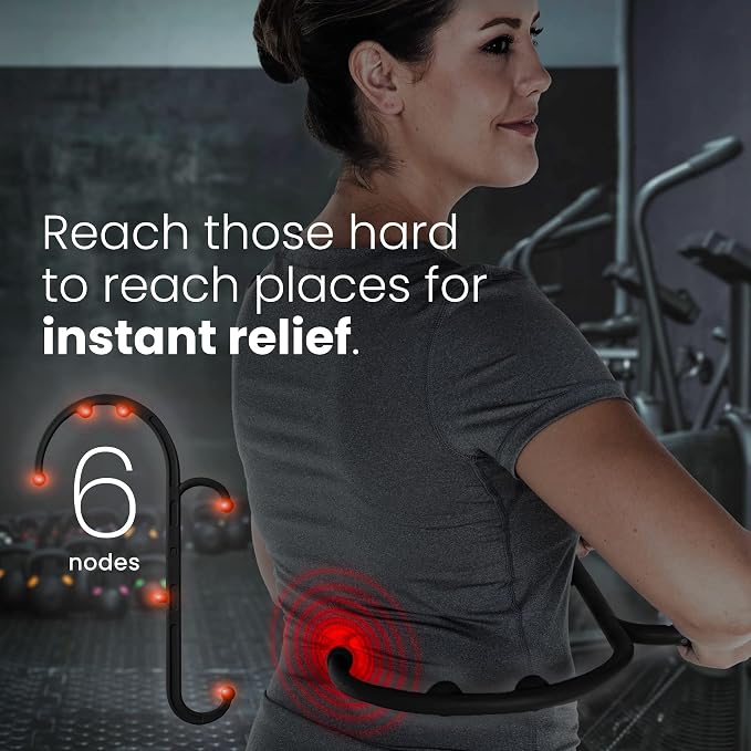 LiBa Back Massager Trigger Point Cane, Deep Tissue Back Neck Massager Black - Image 3