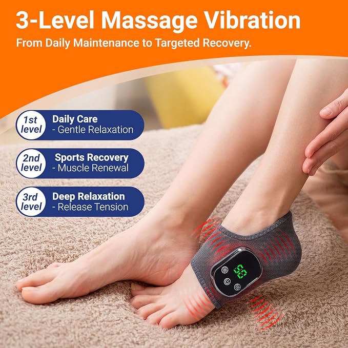 2026 Upgraded Foot Triple Method Massager - Cordless Heated Foot Massager with 5 Heat & 3 Vibration for Soreness Relief & Relaxation, Portable for Home, Office, Travel - Ideal Gift - 2-Pack Gray - Image 2